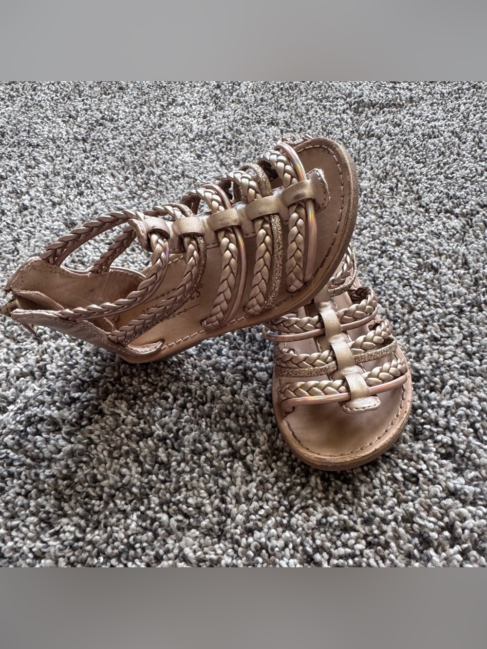 Girls Braided Metallic Tan Gladiator Sandals - Kids